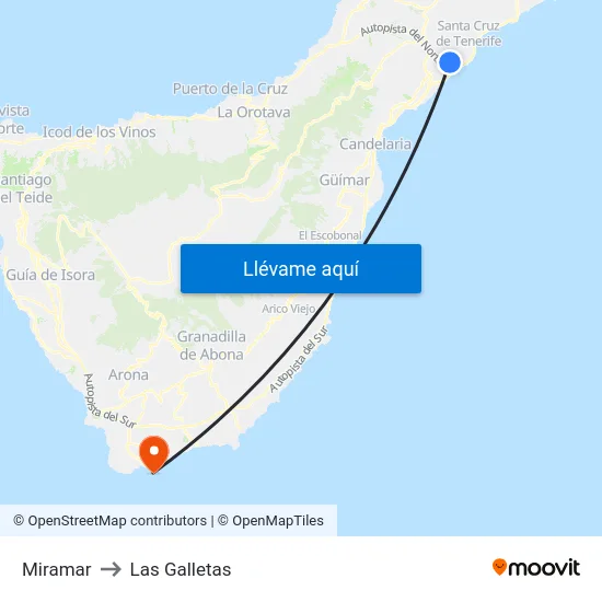 Miramar to Las Galletas map