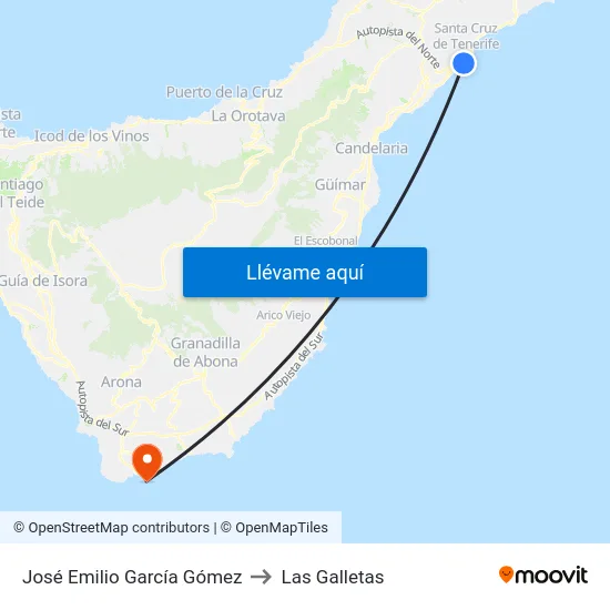 José Emilio García Gómez to Las Galletas map
