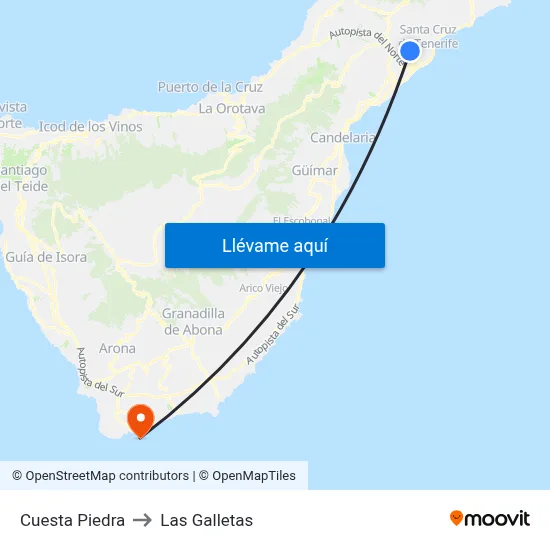 Cuesta Piedra to Las Galletas map