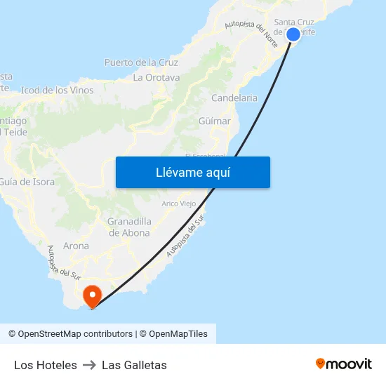 Los Hoteles to Las Galletas map