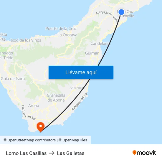 Lomo Las Casillas to Las Galletas map