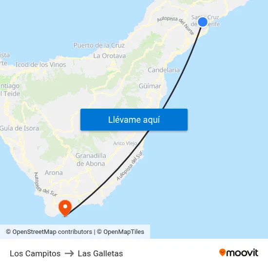 Los Campitos to Las Galletas map