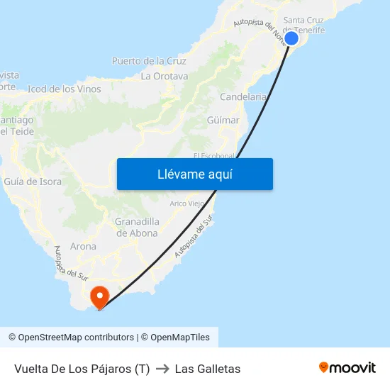 Vuelta De Los Pájaros (T) to Las Galletas map