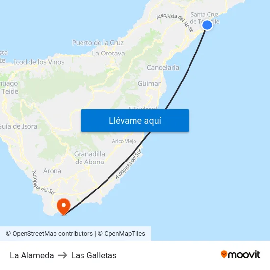La Alameda to Las Galletas map