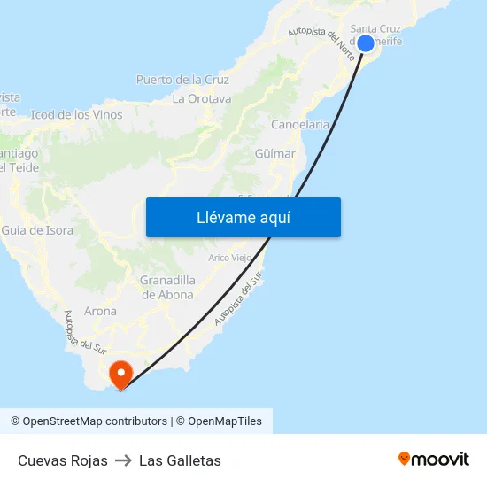 Cuevas Rojas to Las Galletas map
