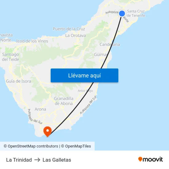 La Trinidad to Las Galletas map