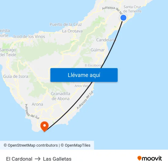 El Cardonal to Las Galletas map