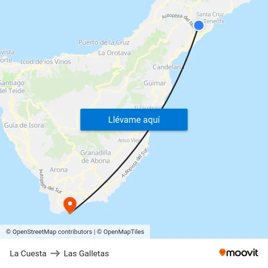La Cuesta to Las Galletas map