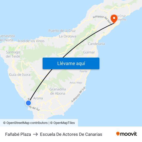 Fañabé Plaza to Escuela De Actores De Canarias map
