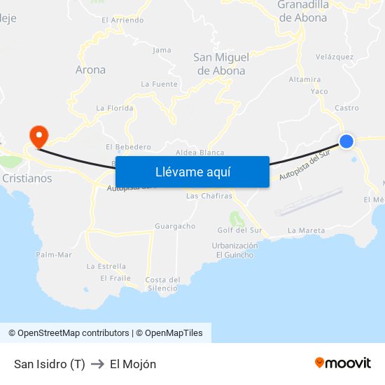 San Isidro (T) to El Mojón map