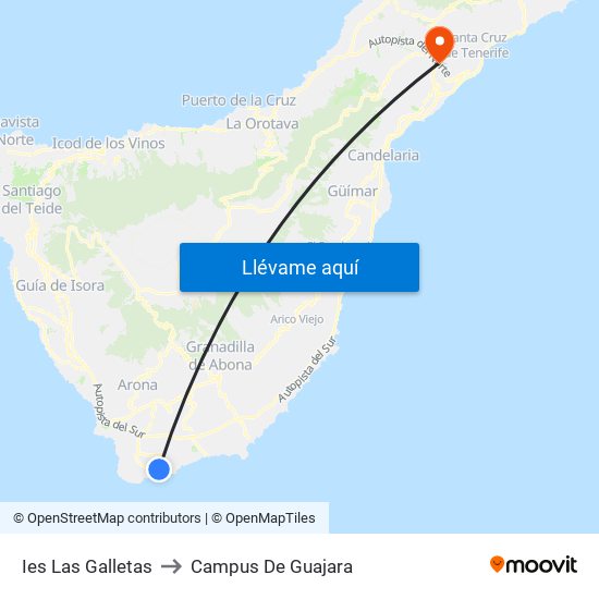 Ies Las Galletas to Campus De Guajara map