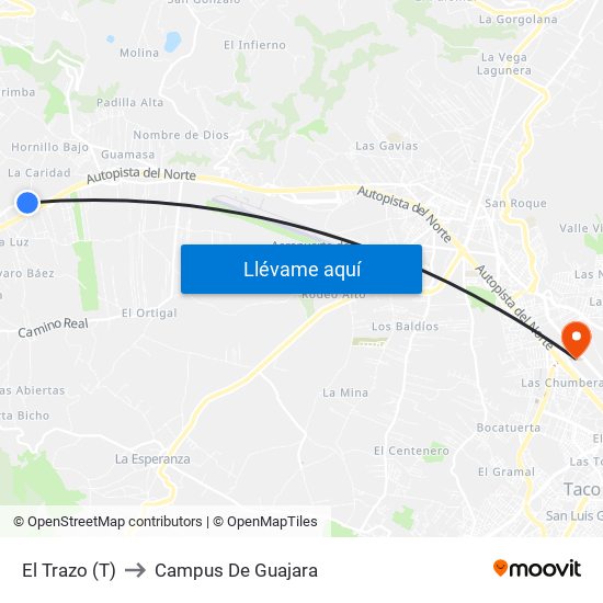 El Trazo (T) to Campus De Guajara map