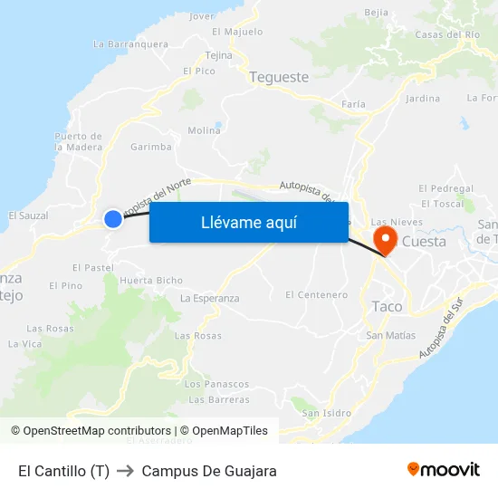El Cantillo (T) to Campus De Guajara map