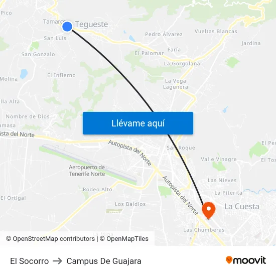 El Socorro to Campus De Guajara map
