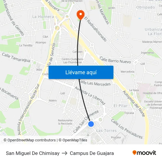 San Miguel De Chimisay to Campus De Guajara map