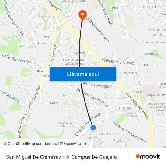 San Miguel De Chimisay to Campus De Guajara map