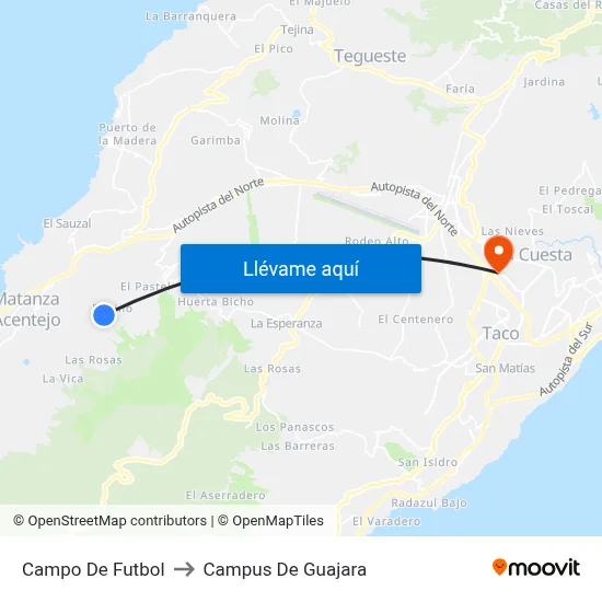 Campo De Futbol to Campus De Guajara map