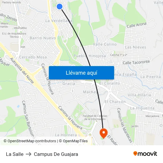 La Salle to Campus De Guajara map