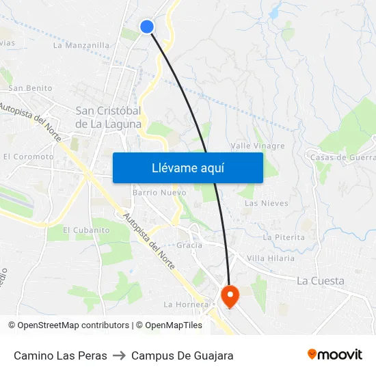 Camino Las Peras to Campus De Guajara map