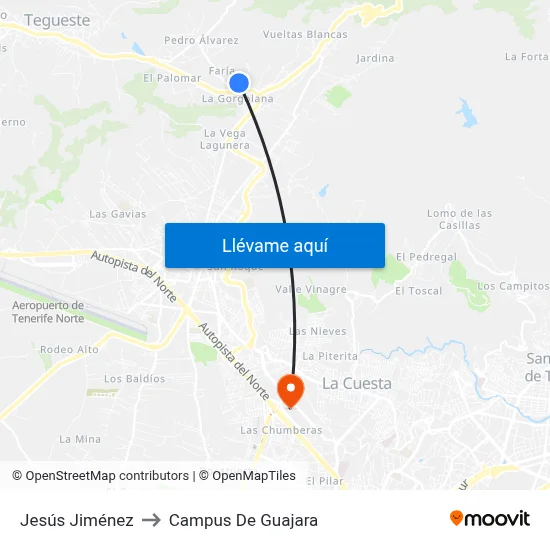 Jesús Jiménez to Campus De Guajara map