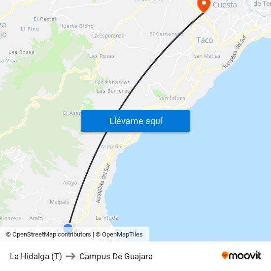 La Hidalga (T) to Campus De Guajara map