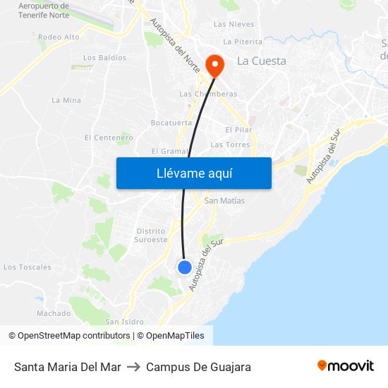 Santa Maria Del Mar to Campus De Guajara map