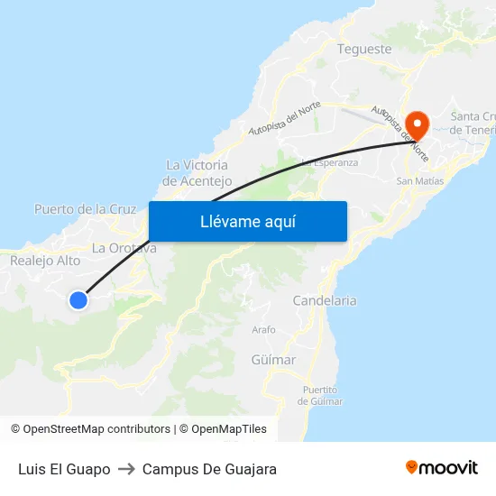 Luis El Guapo to Campus De Guajara map