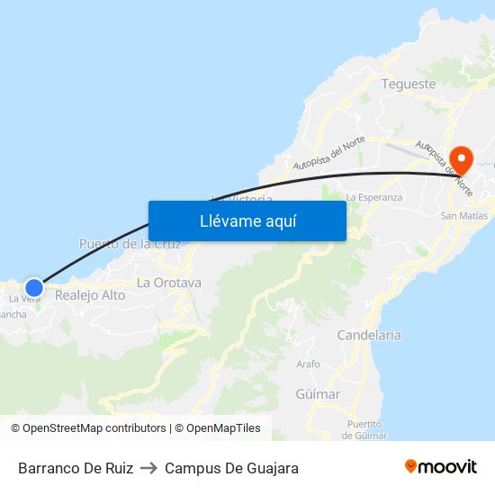 Barranco De Ruiz to Campus De Guajara map