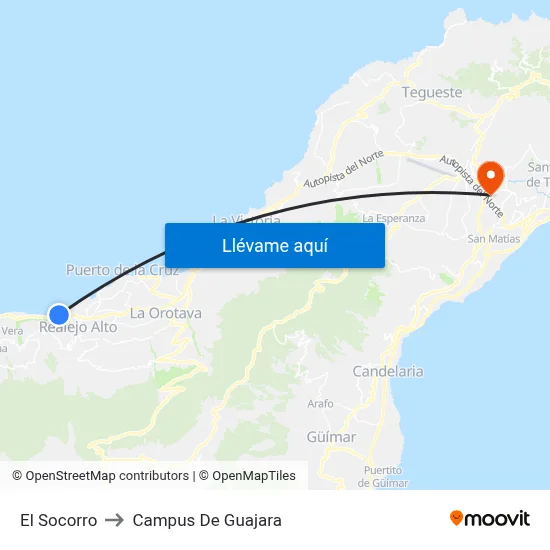 El Socorro to Campus De Guajara map