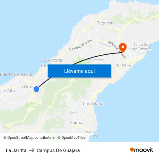 La Jarrita to Campus De Guajara map