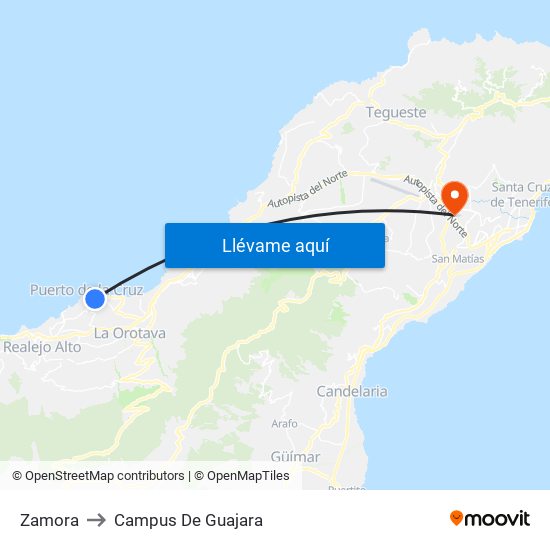Zamora to Campus De Guajara map