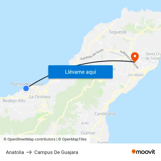 Anatolia to Campus De Guajara map