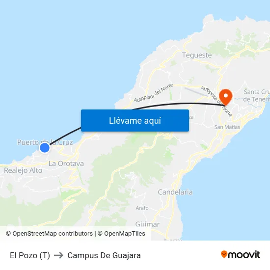 El Pozo (T) to Campus De Guajara map