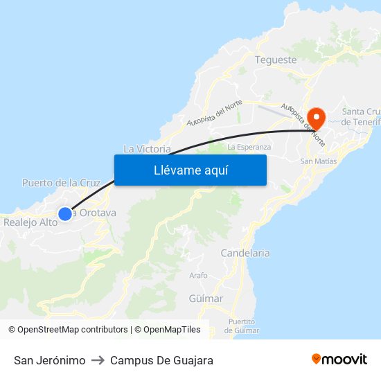 San Jerónimo to Campus De Guajara map