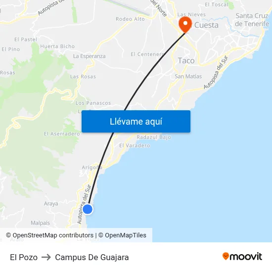 El Pozo to Campus De Guajara map