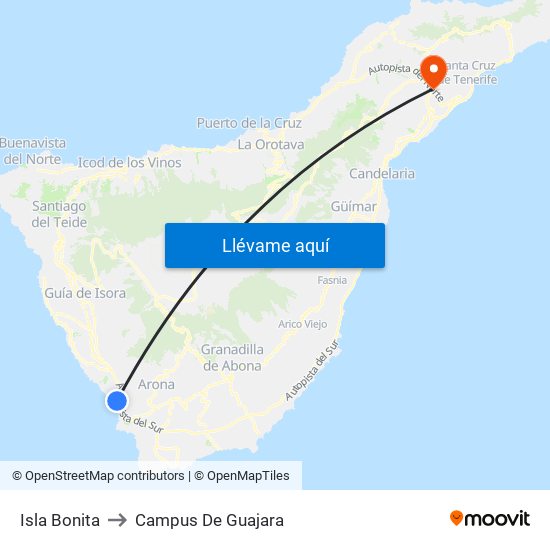 Isla Bonita to Campus De Guajara map