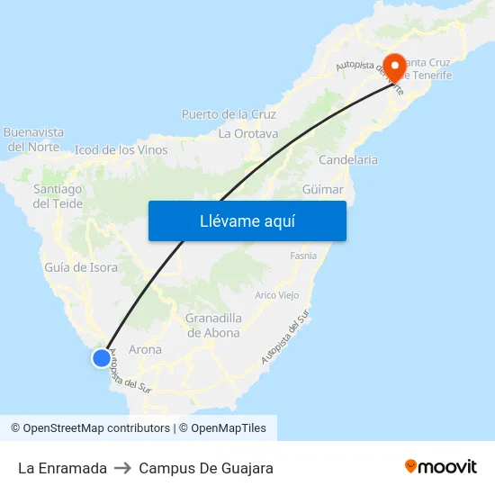 La Enramada to Campus De Guajara map