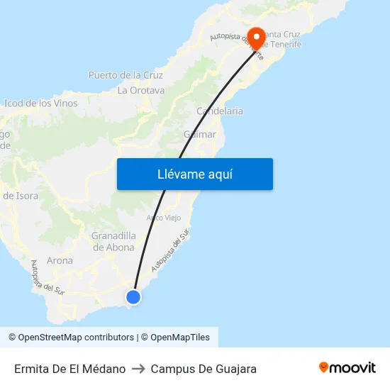 Ermita De El Médano to Campus De Guajara map