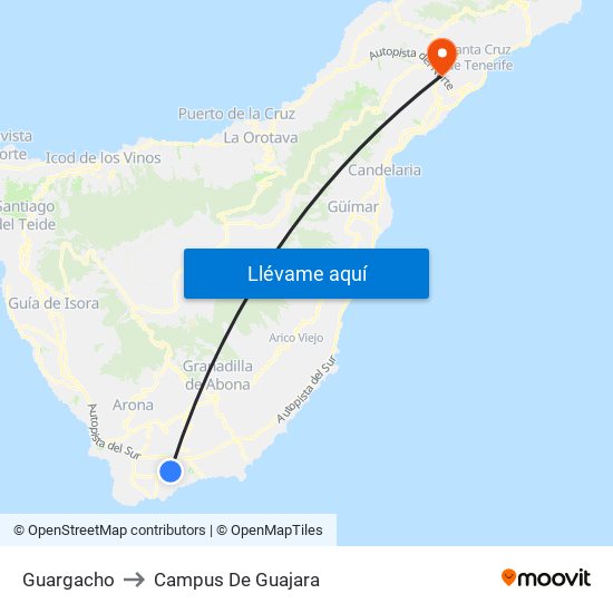 Guargacho to Campus De Guajara map