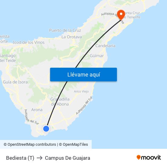 Bediesta (T) to Campus De Guajara map