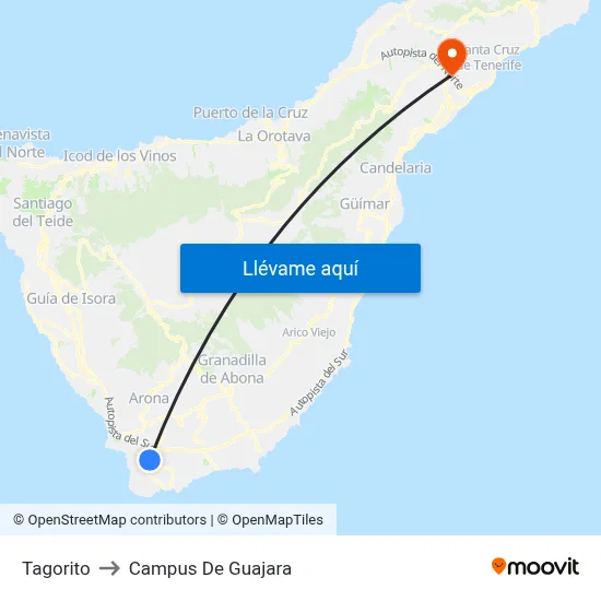 Tagorito to Campus De Guajara map