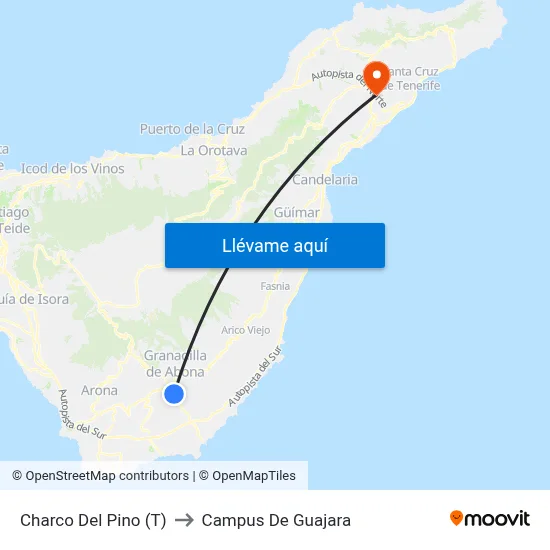 Charco Del Pino (T) to Campus De Guajara map