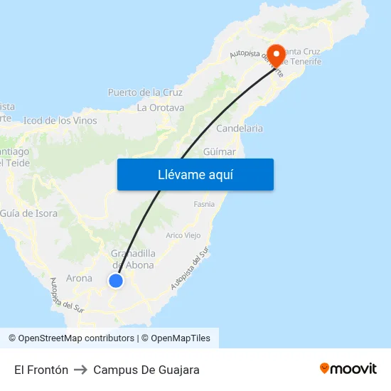 El Frontón to Campus De Guajara map