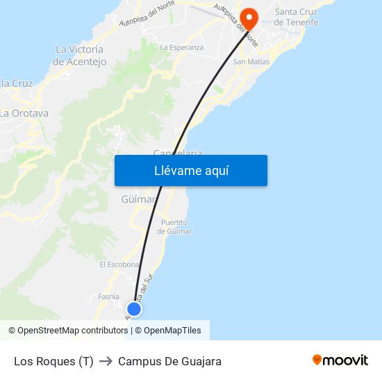 Los Roques (T) to Campus De Guajara map