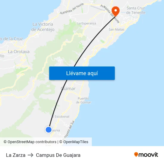 La Zarza to Campus De Guajara map