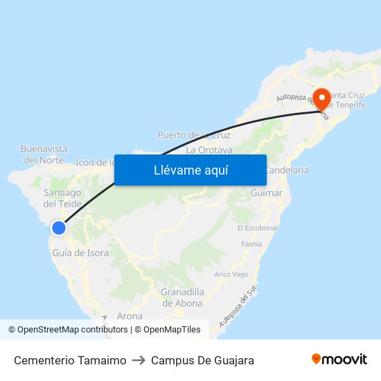 Cementerio Tamaimo to Campus De Guajara map