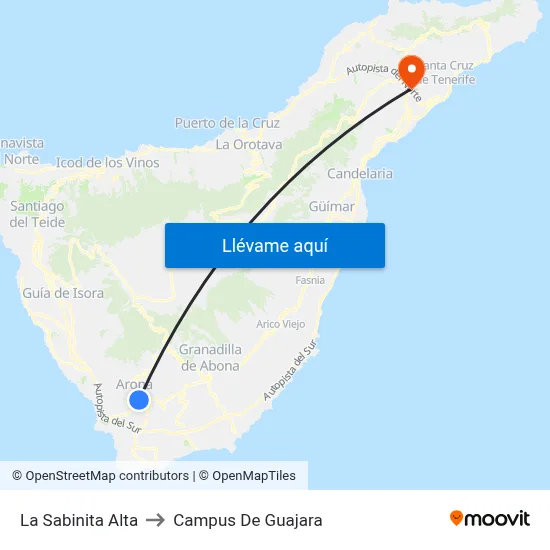La Sabinita Alta to Campus De Guajara map