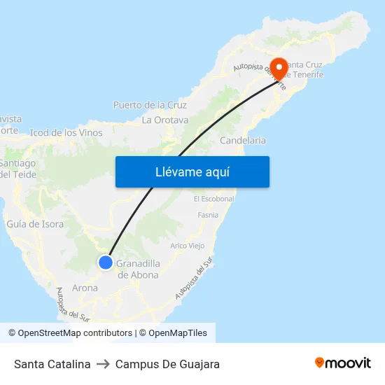 Santa Catalina to Campus De Guajara map