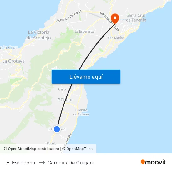 El Escobonal to Campus De Guajara map