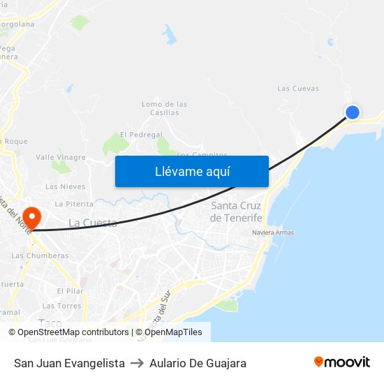 San Juan Evangelista to Aulario De Guajara map